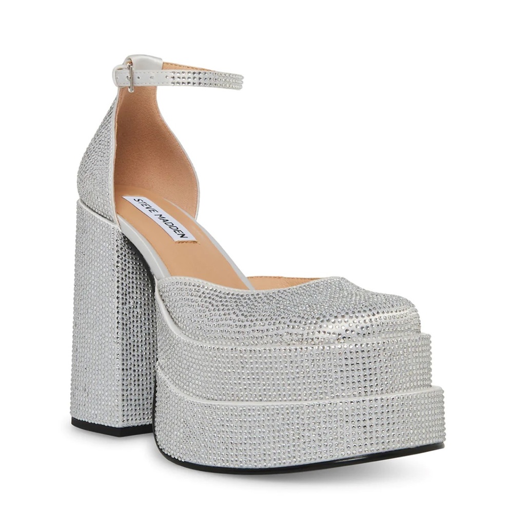 STEVE MADDEN Charlize-R Rhinestone Platform Heels